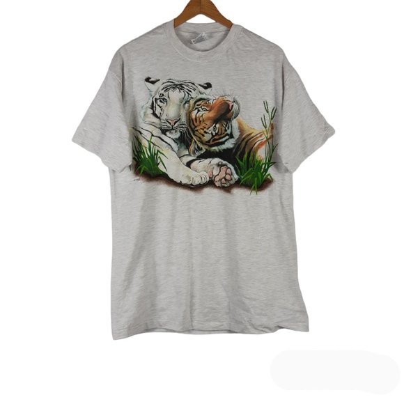 Vintage Harelquin Tiger Wild Animals 90s Big Cats Graphic Size Large - Picture 2 of 6